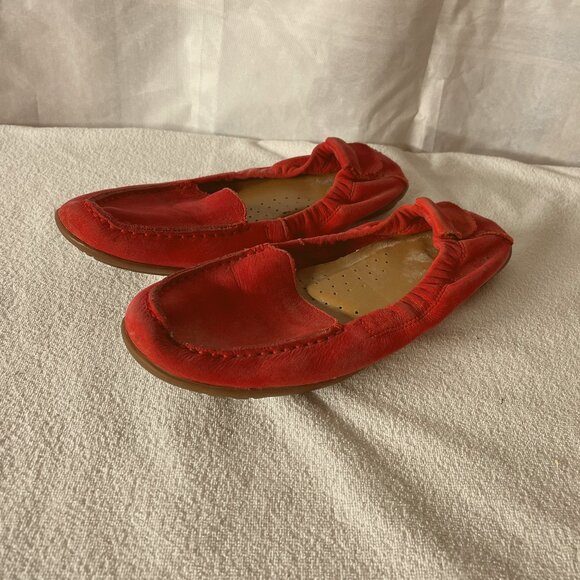 Hush Puppies Red suede slip on driving shoes size 8 - Picture 1 of 3
